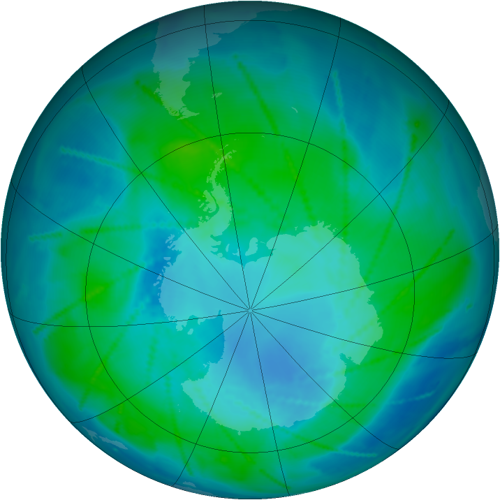 Antarctic ozone map for 02 February 2011
